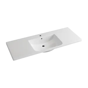 1205x460x165mm D Shape Ceramic Top for Bathroom Vanity Sleek High Gloss Single Bowl 1 Tap hole 1 Overflow Hole