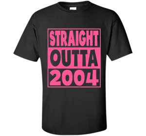 13th Birthday Gift T-Shirt Straight Outta 2004 Pink