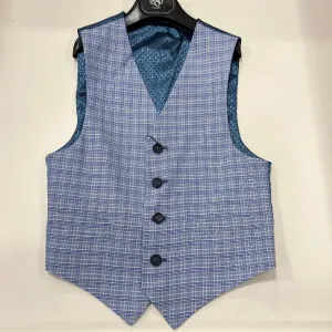 1880 Club Boys Light Blue Checked Waistcoat 132-55145/23