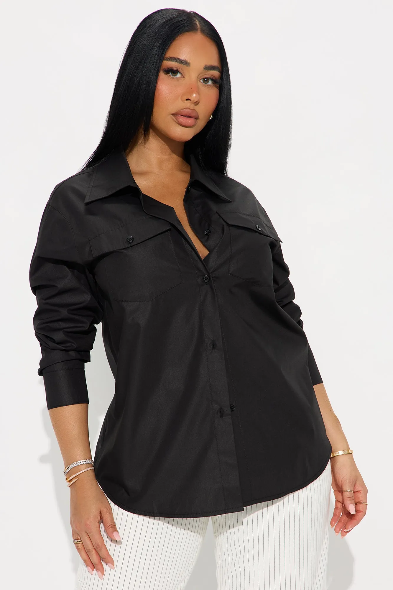 A Classic Poplin Shirt - Black