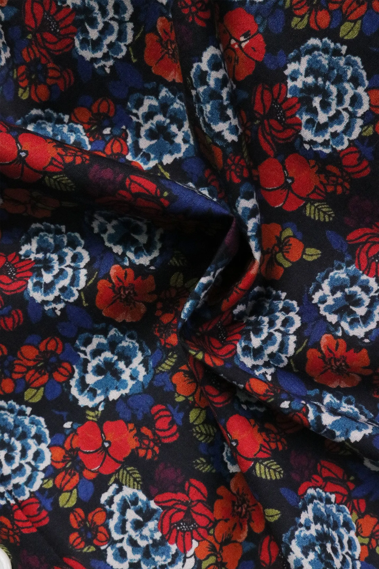 Alnwick Floral Men's Print Short Sleeve Shirt With Mandarin Collar