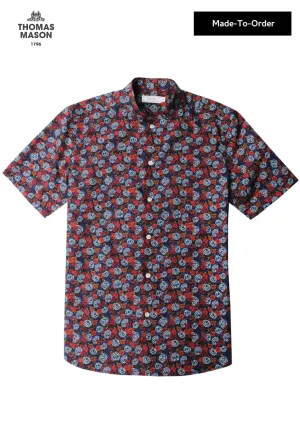 Alnwick Floral Men's Print Short Sleeve Shirt With Mandarin Collar