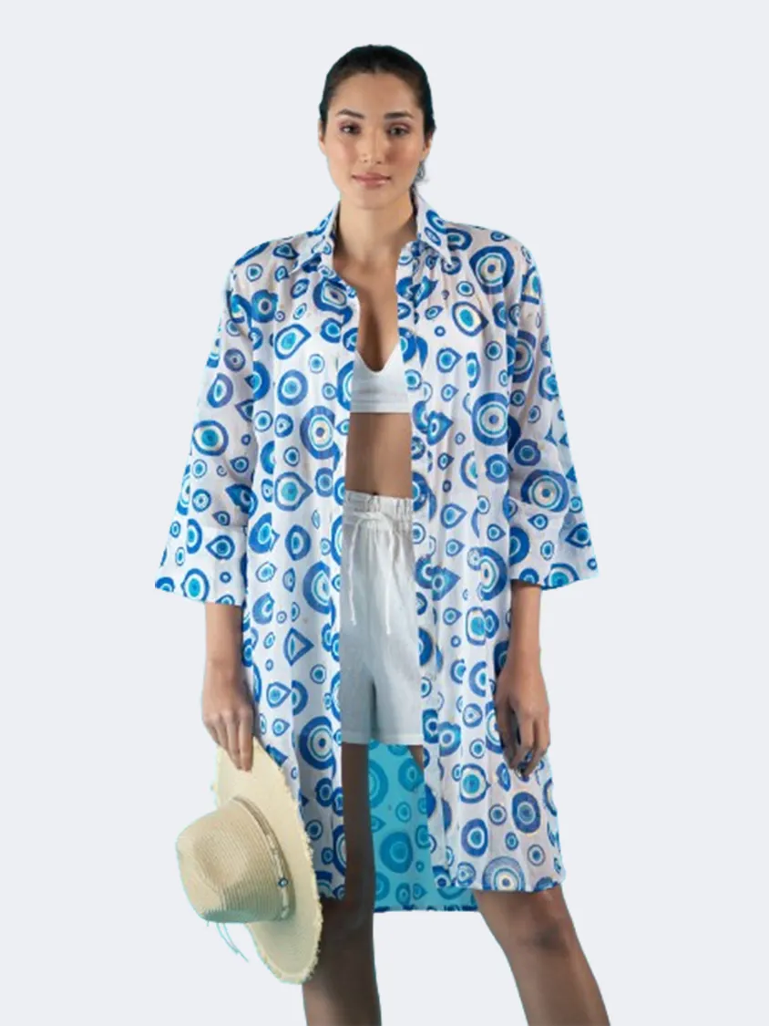 Amelie Fresh Women Beach Shirt White/Blue