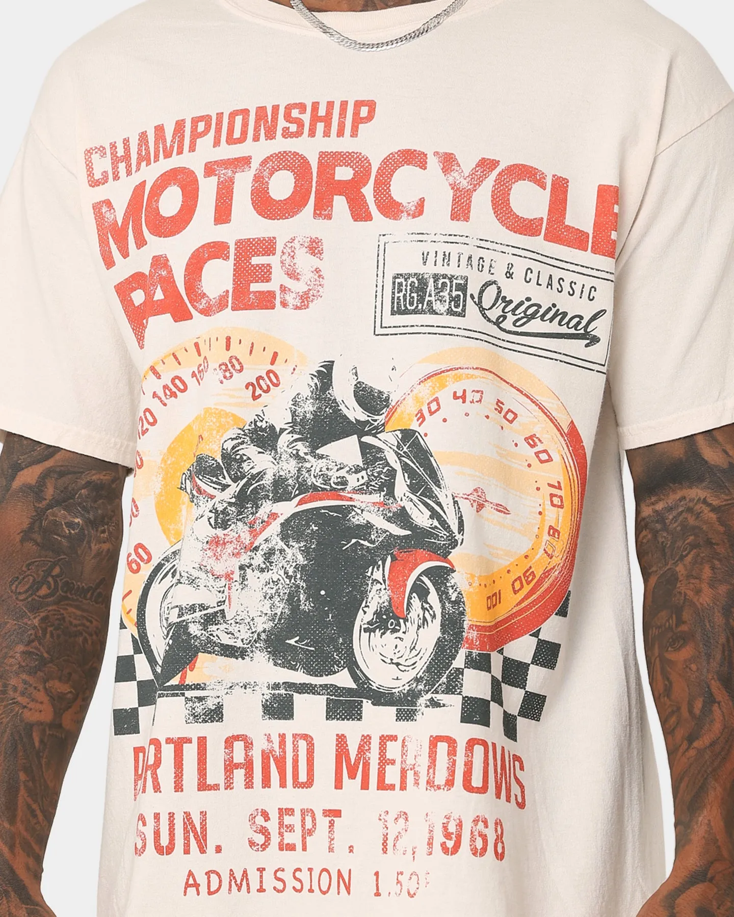 American Thrift Portland Meadows Vintage T-Shirt Off White