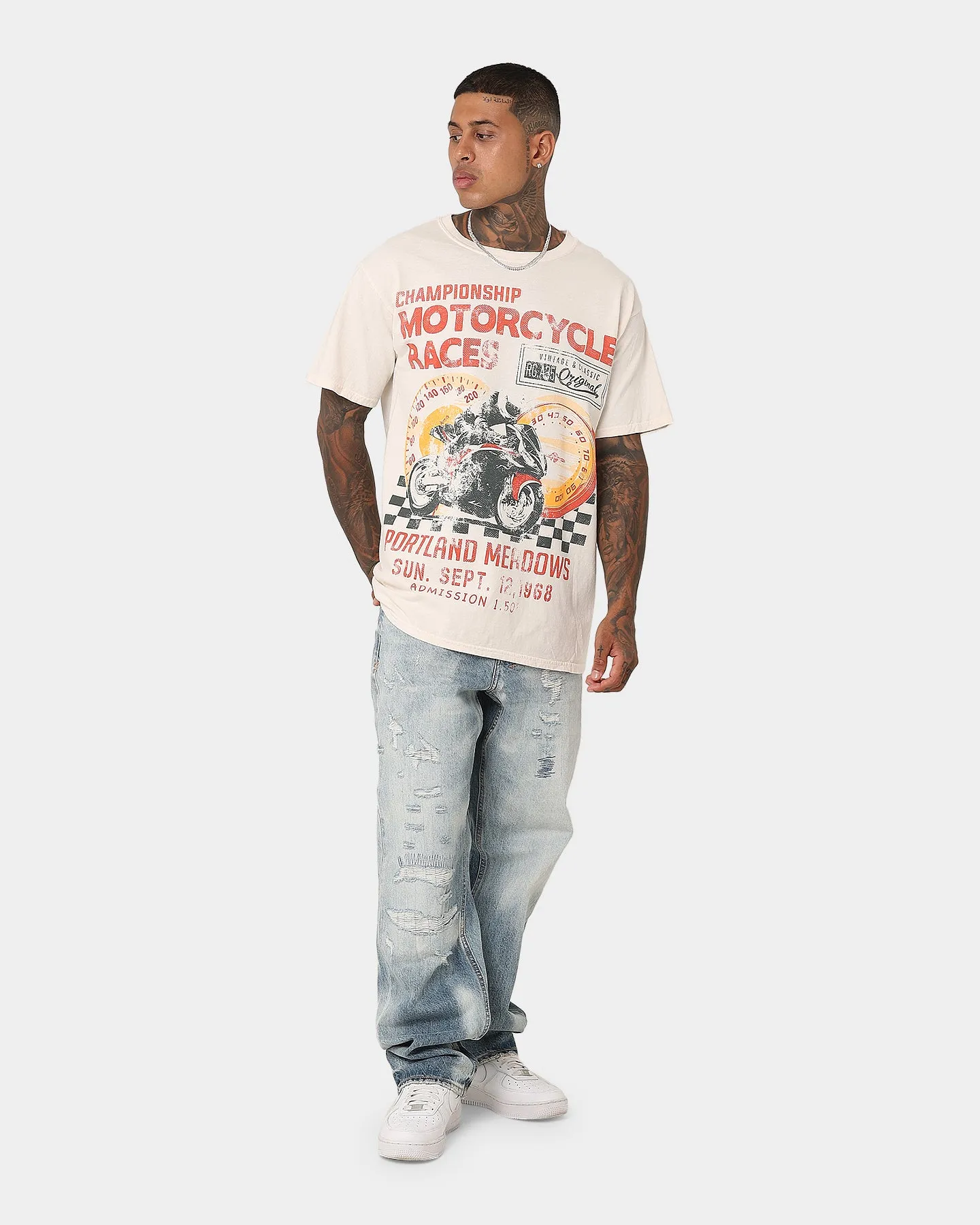American Thrift Portland Meadows Vintage T-Shirt Off White