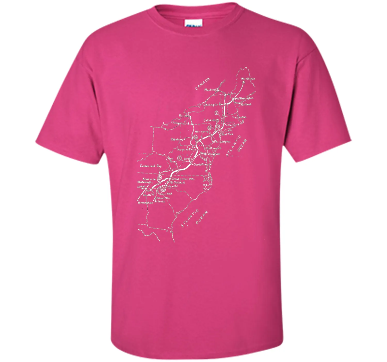 Appalachian Trail Hand-drawn Map Vintage Look T-Shirt