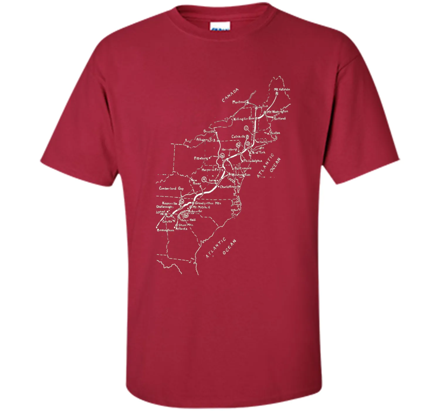 Appalachian Trail Hand-drawn Map Vintage Look T-Shirt