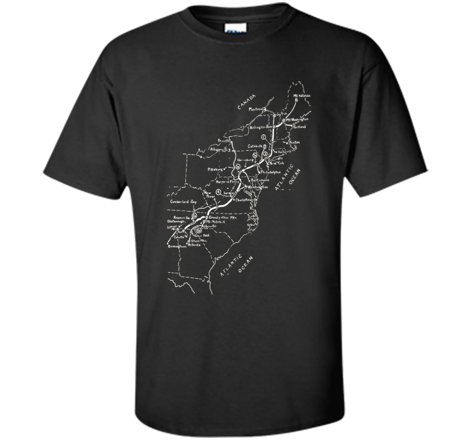 Appalachian Trail Hand-drawn Map Vintage Look T-Shirt