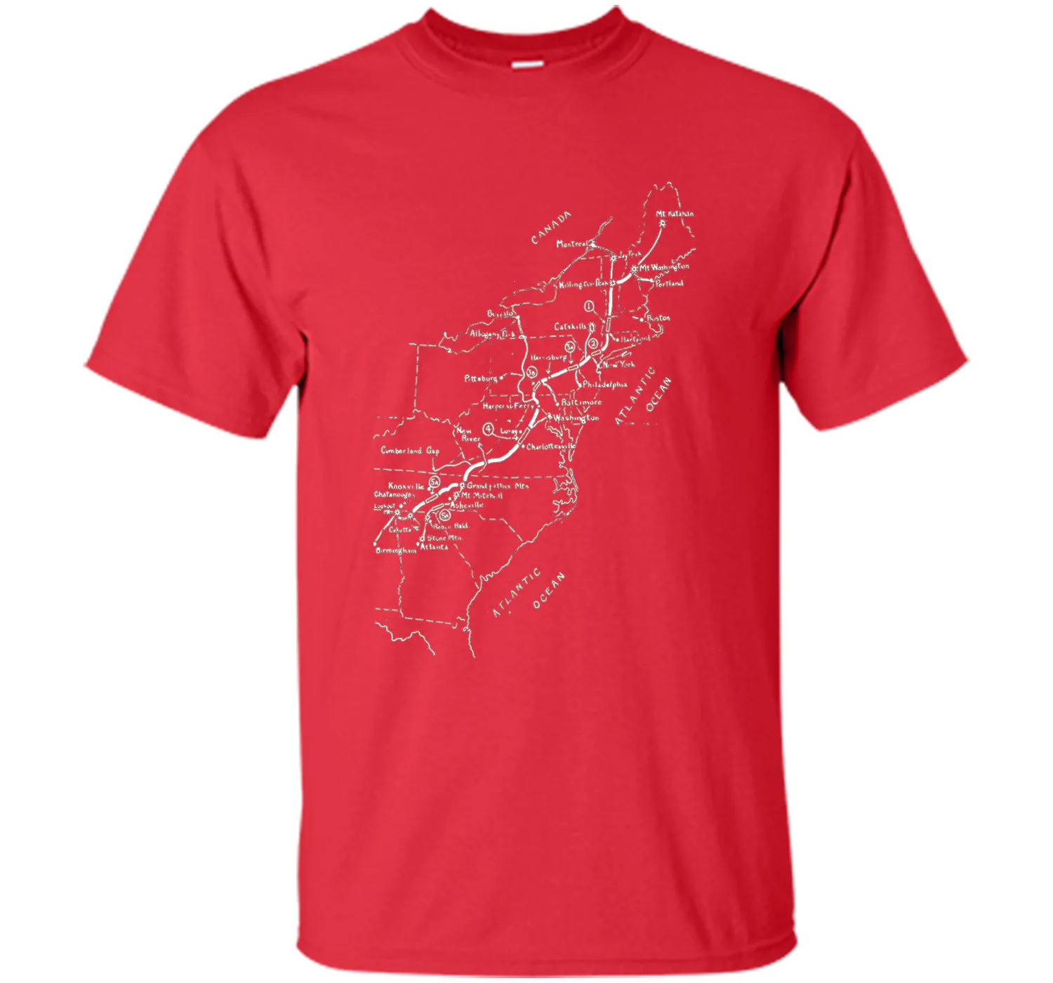 Appalachian Trail Hand-drawn Map Vintage Look T-Shirt