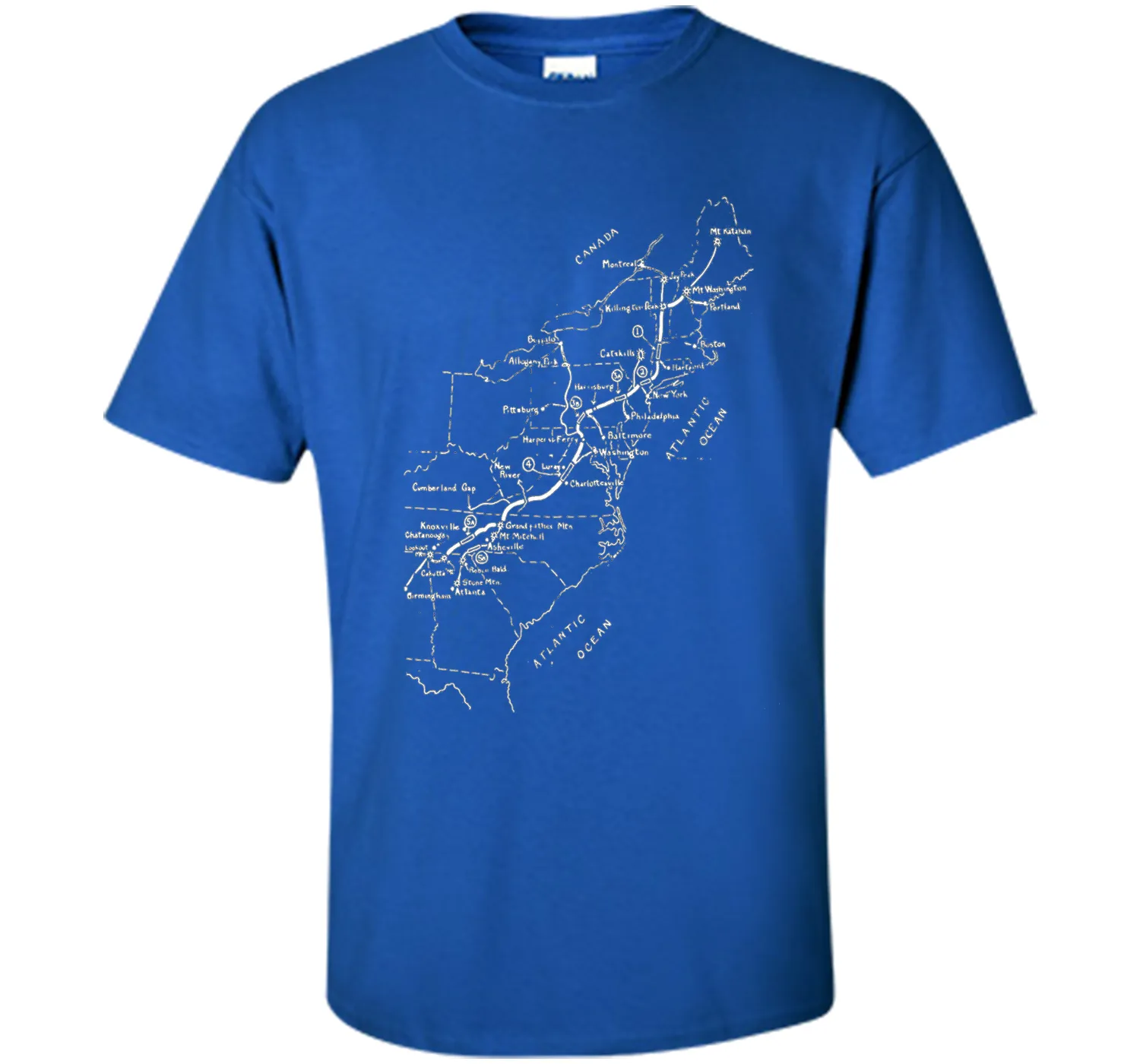 Appalachian Trail Hand-drawn Map Vintage Look T-Shirt
