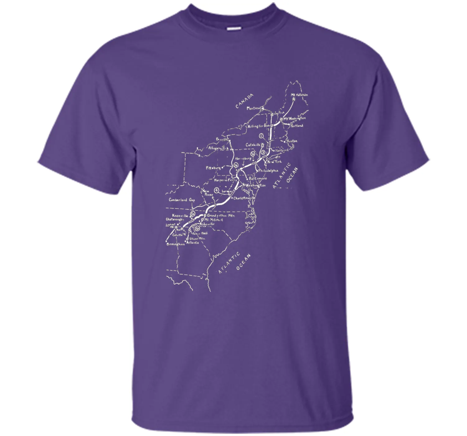 Appalachian Trail Hand-drawn Map Vintage Look T-Shirt