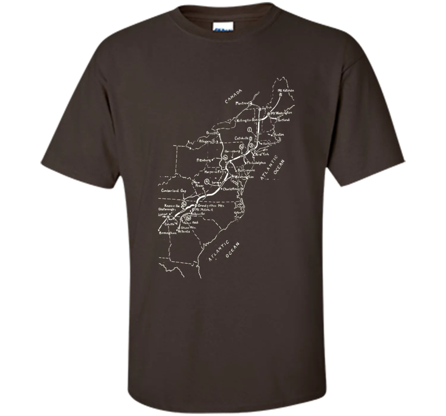Appalachian Trail Hand-drawn Map Vintage Look T-Shirt