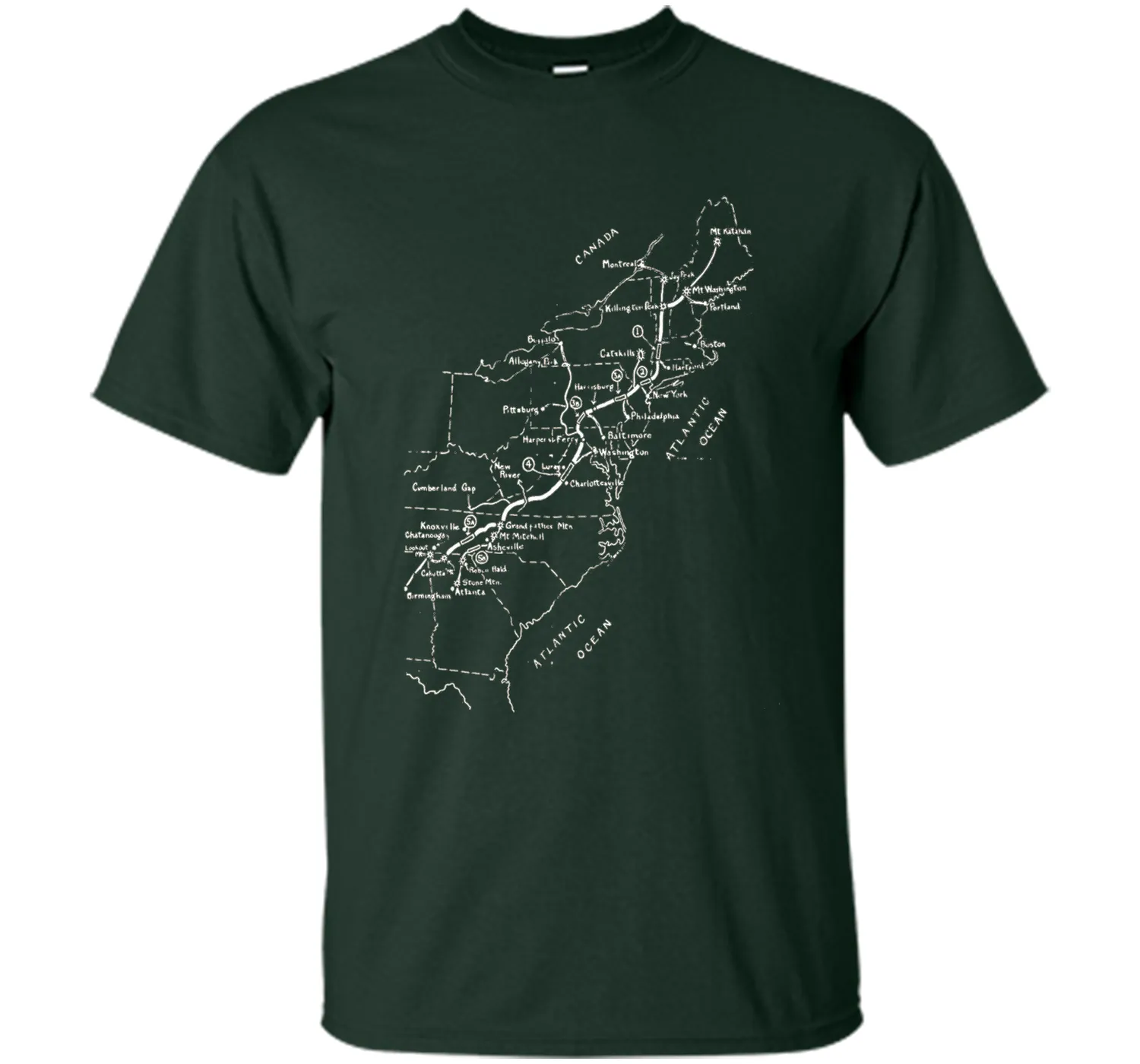 Appalachian Trail Hand-drawn Map Vintage Look T-Shirt