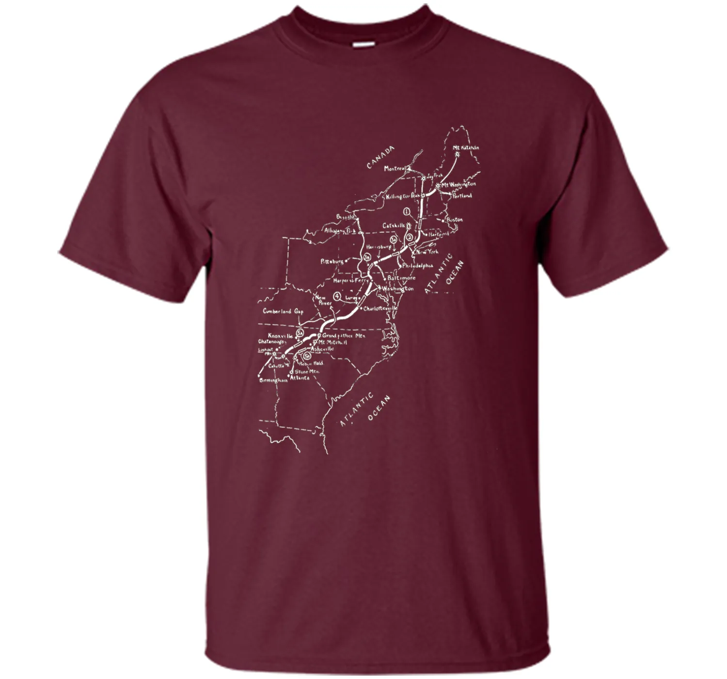 Appalachian Trail Hand-drawn Map Vintage Look T-Shirt