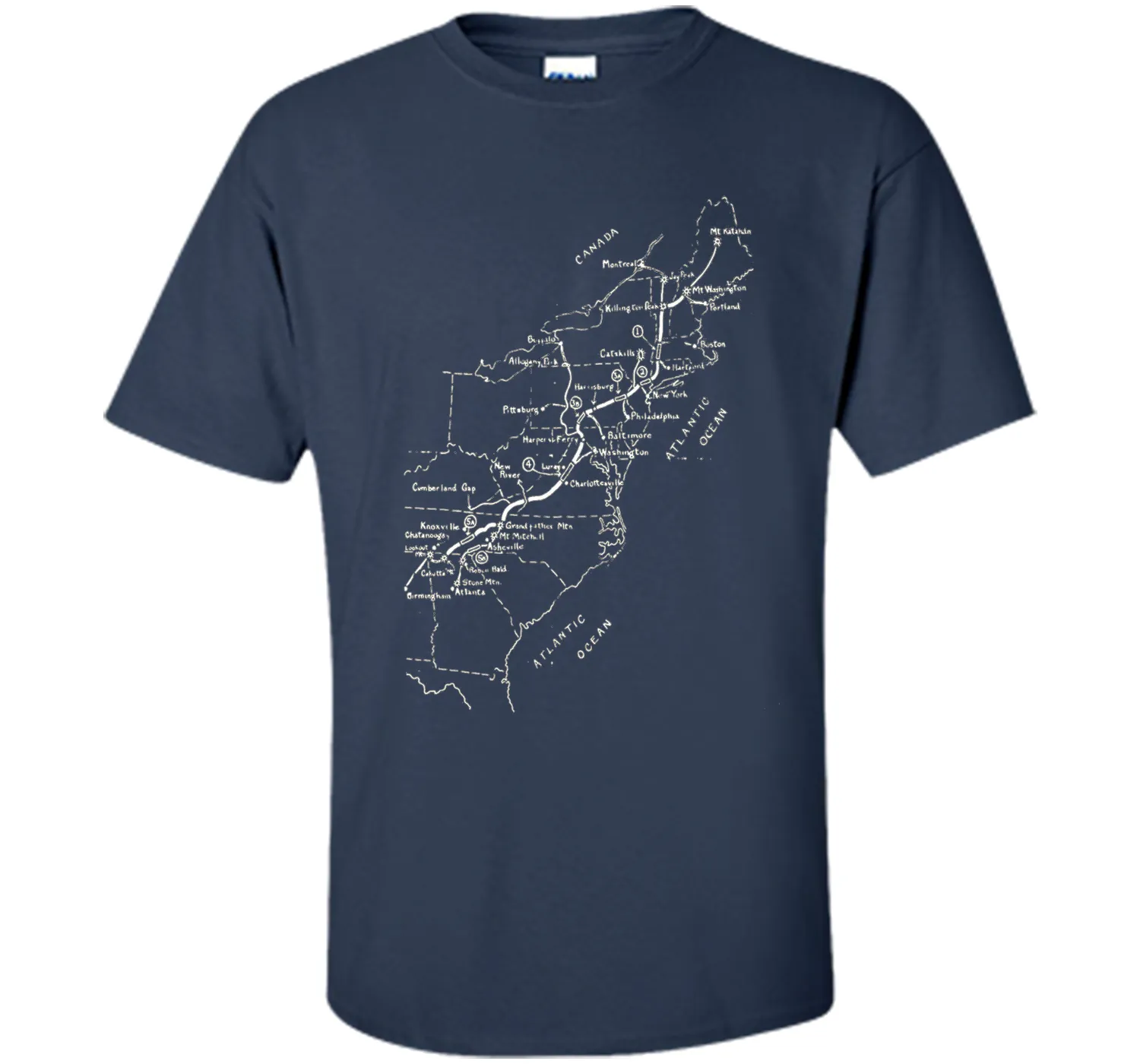 Appalachian Trail Hand-drawn Map Vintage Look T-Shirt