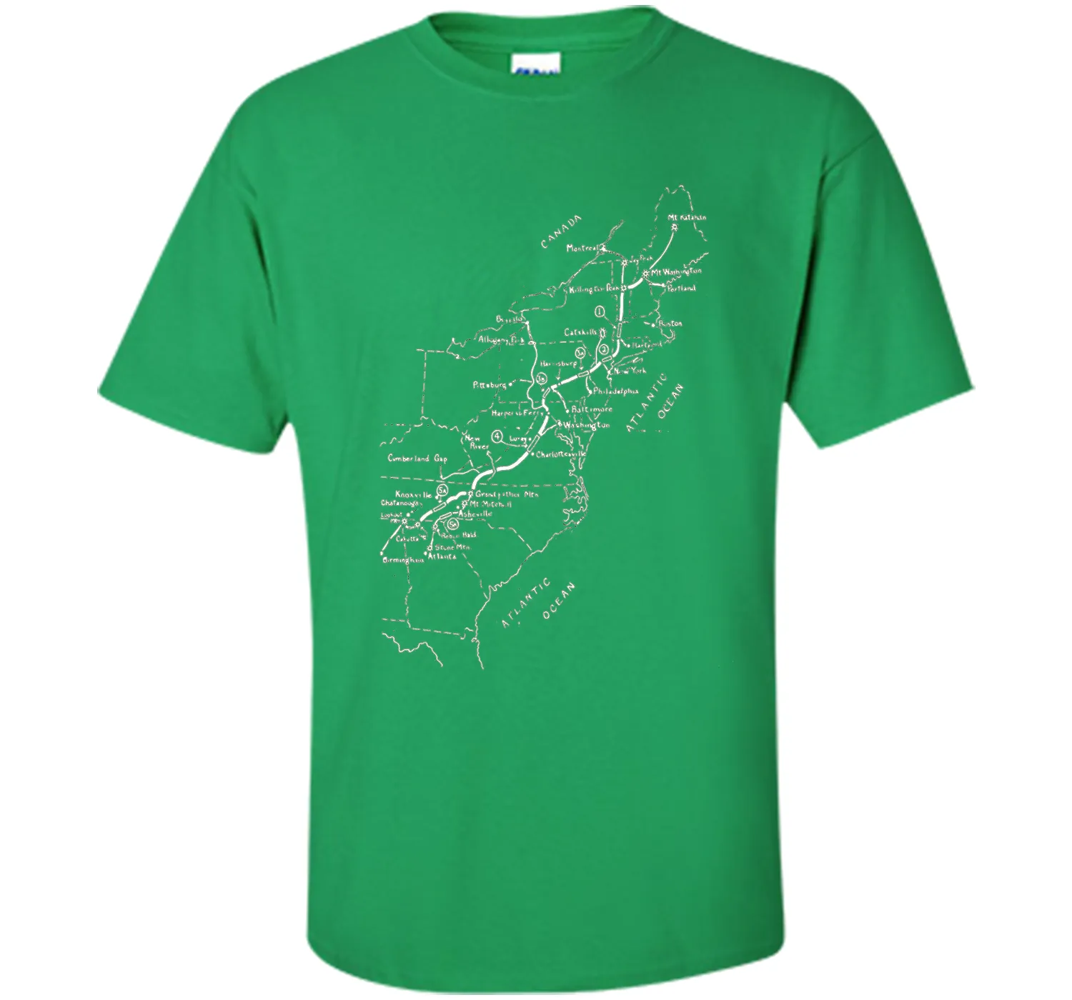 Appalachian Trail Hand-drawn Map Vintage Look T-Shirt