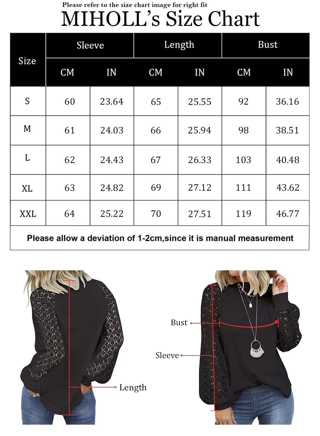 Army Green Women’s Long Sleeve Tops Lace Casual Loose Blouses T Shirts - MIHOLL
