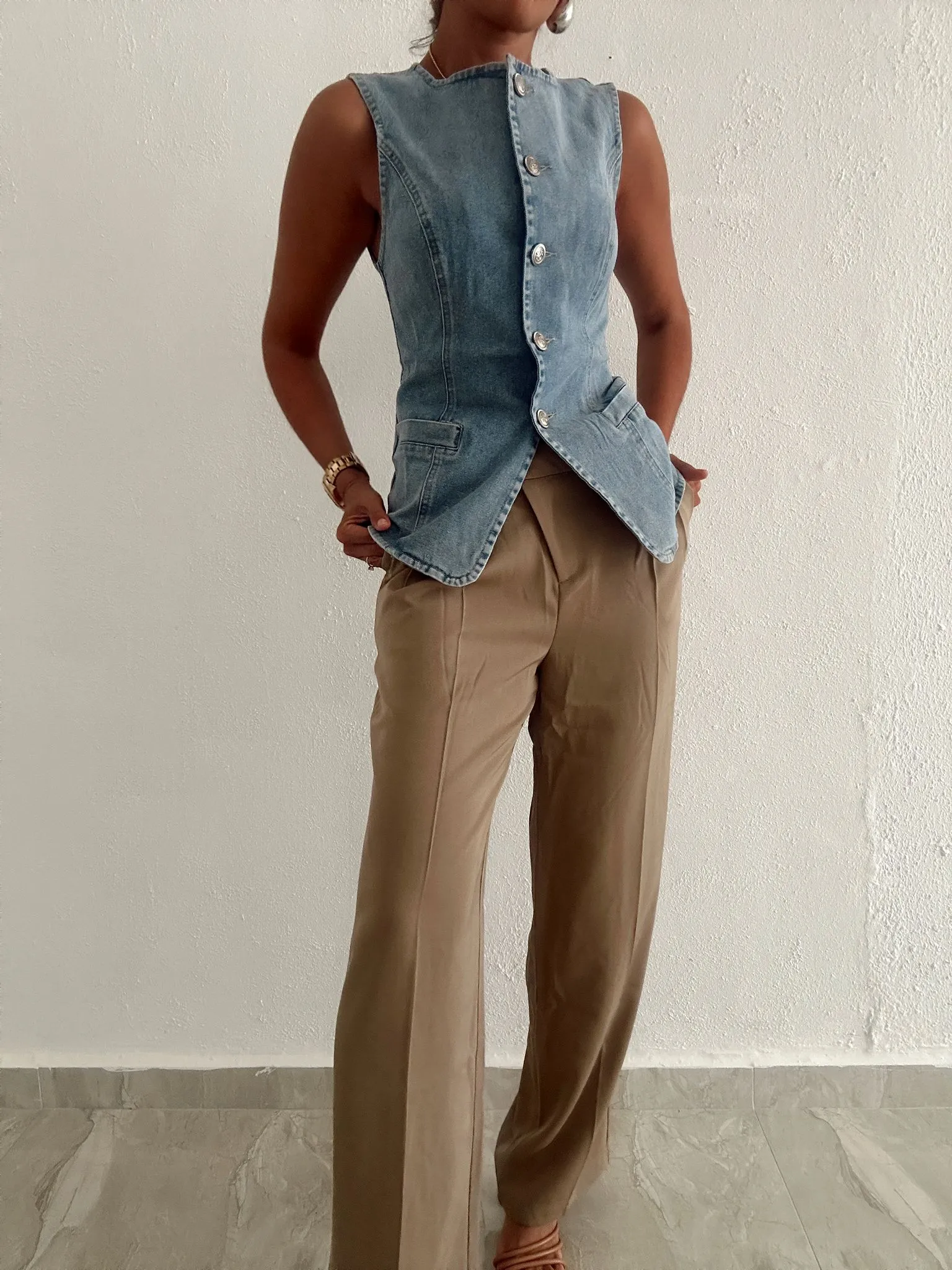 Asymmetric Wrap Front Pants
