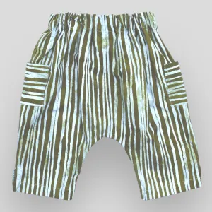 Babies' and Kids' Cargo Style Cotton Harem Trousers in Brown and Grey Water Edge Line