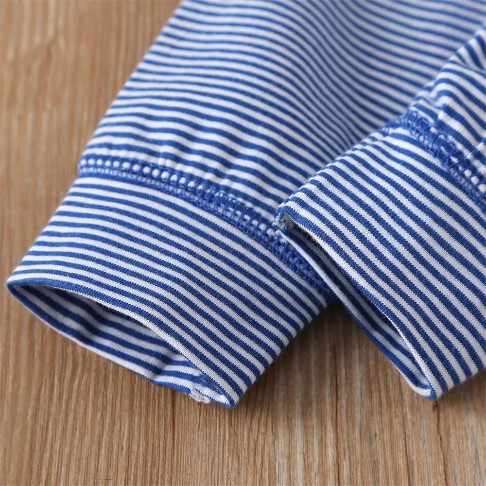 Baby Truck Cartoon Print Striped Pants