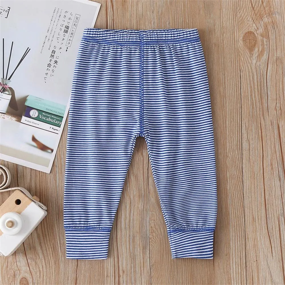 Baby Truck Cartoon Print Striped Pants