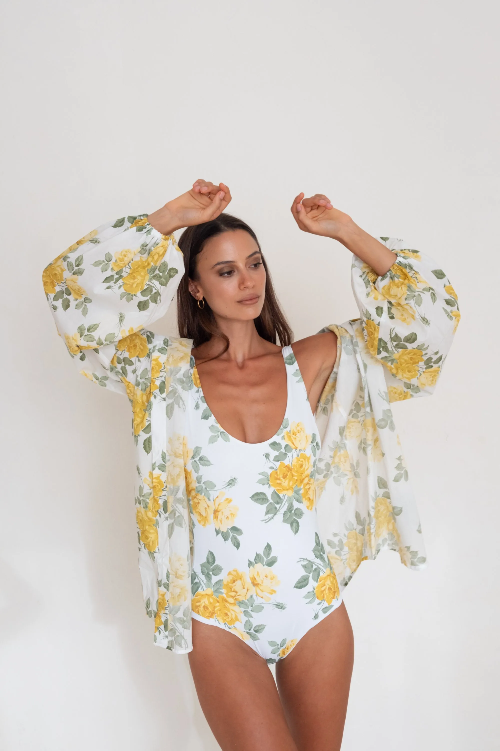 Beach Shirt Yellow Liberty Floral