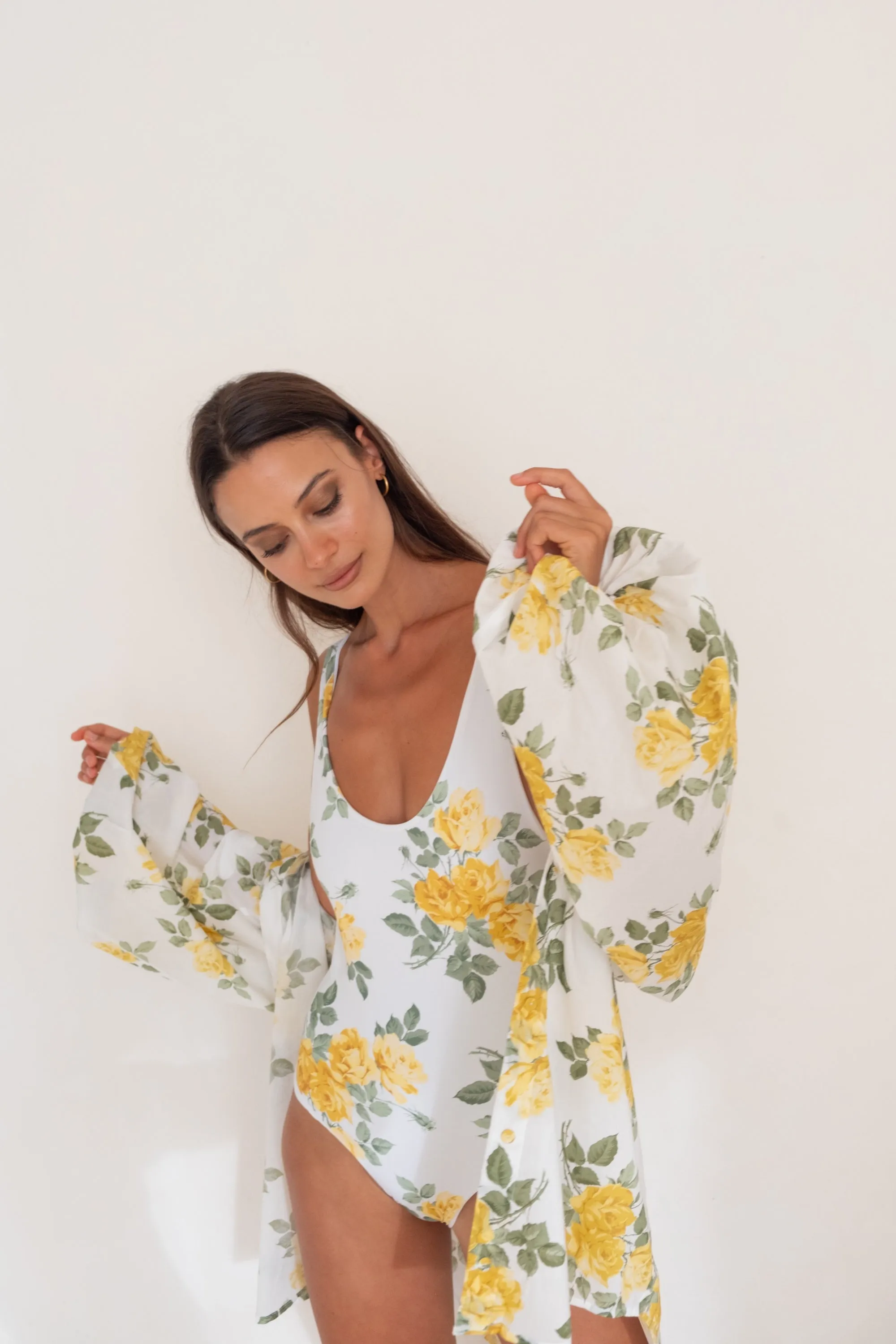 Beach Shirt Yellow Liberty Floral