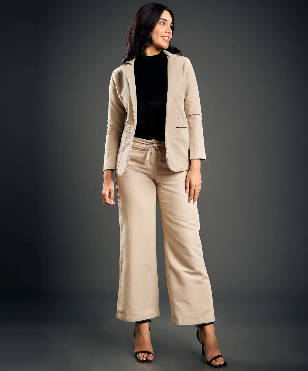 Beige Comfortable Linen Pant