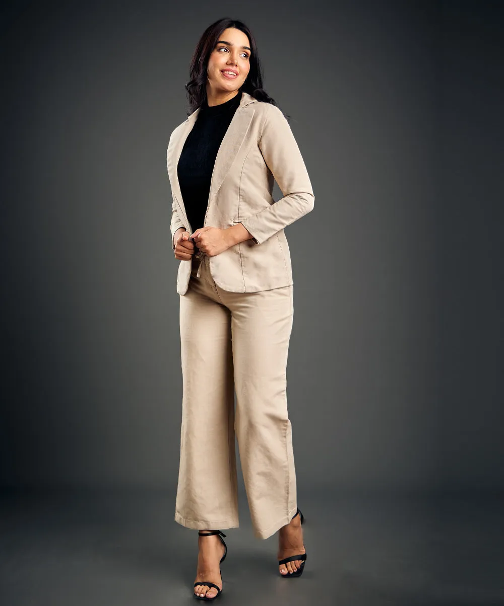 Beige Comfortable Linen Pant