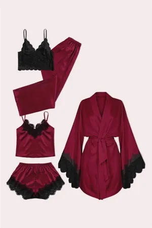 Bella Satin 5 Piece Sleepwear