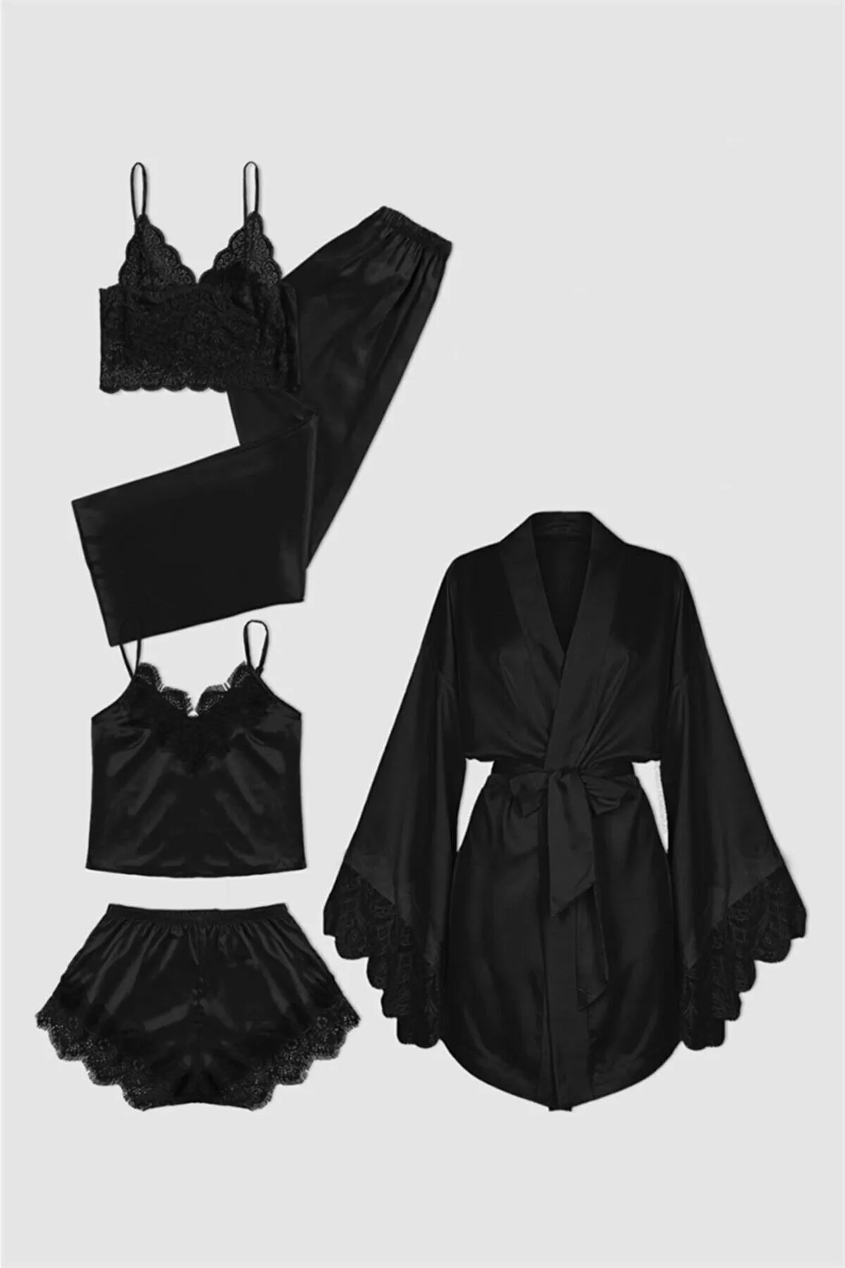 Bella Satin 5 Piece Sleepwear