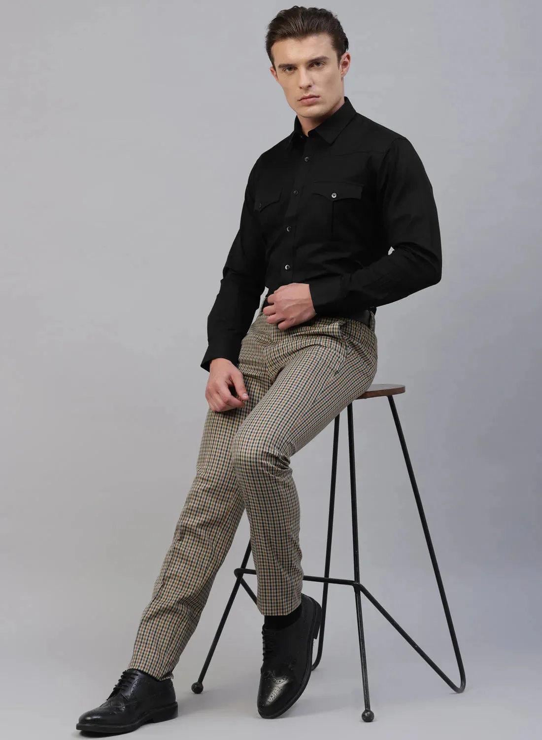 Black 100% Cotton Structured Designer Shirt