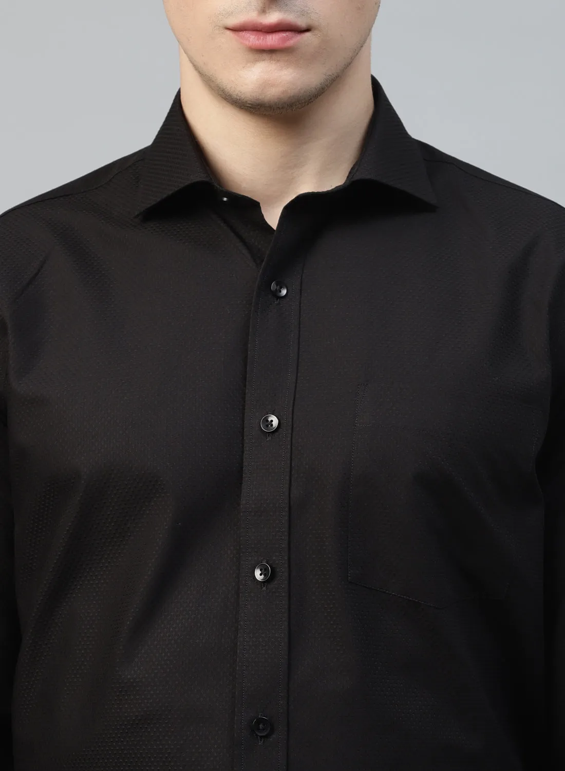 Black Cotton Structured Cufflink Evening Wear Shirt