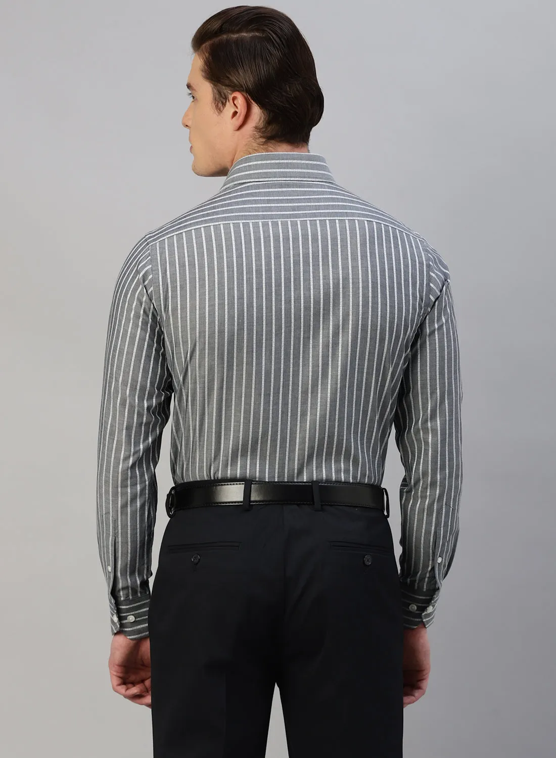 Black Cotton Structured Full Sleeve Shirt