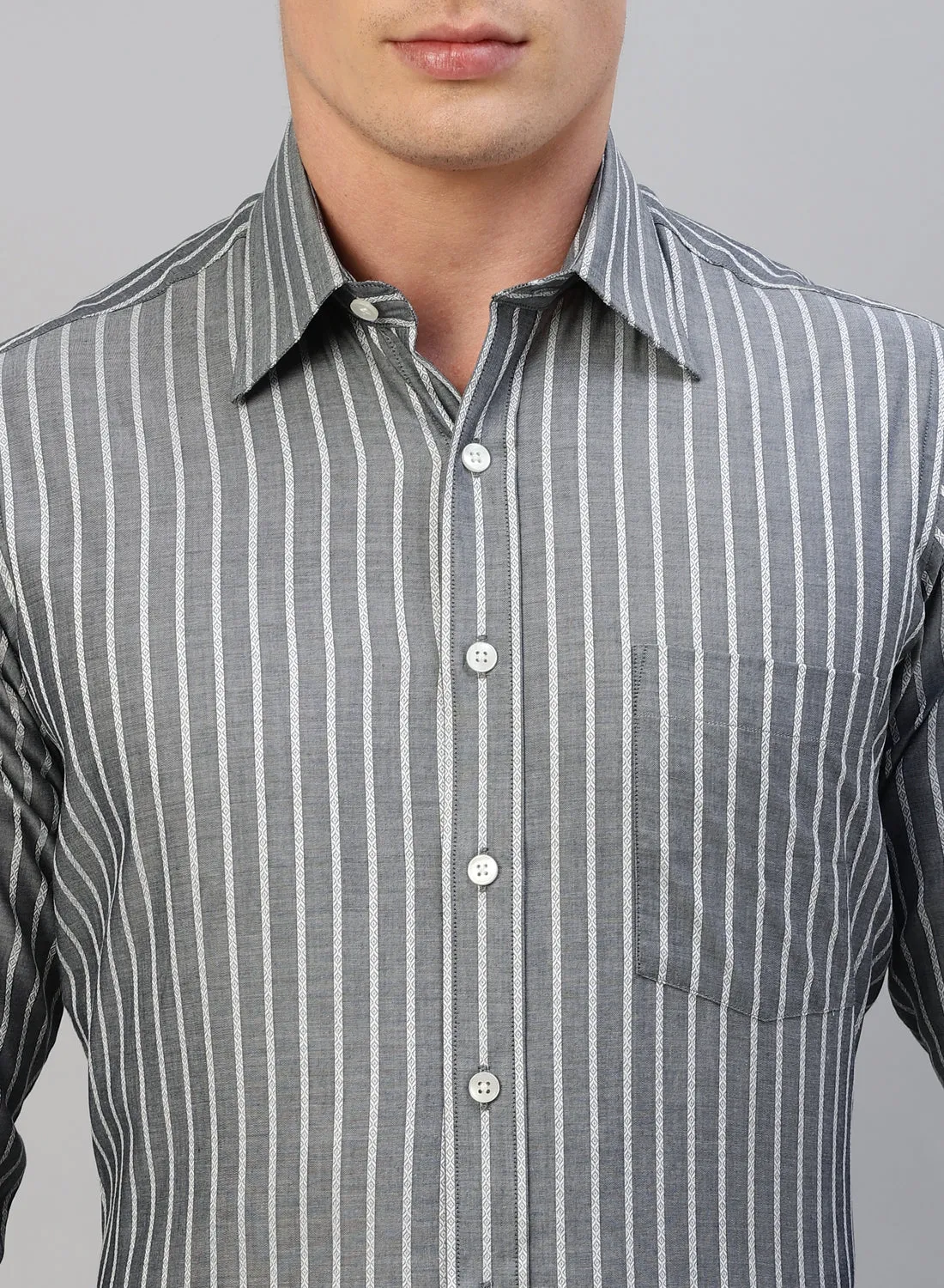 Black Cotton Structured Full Sleeve Shirt