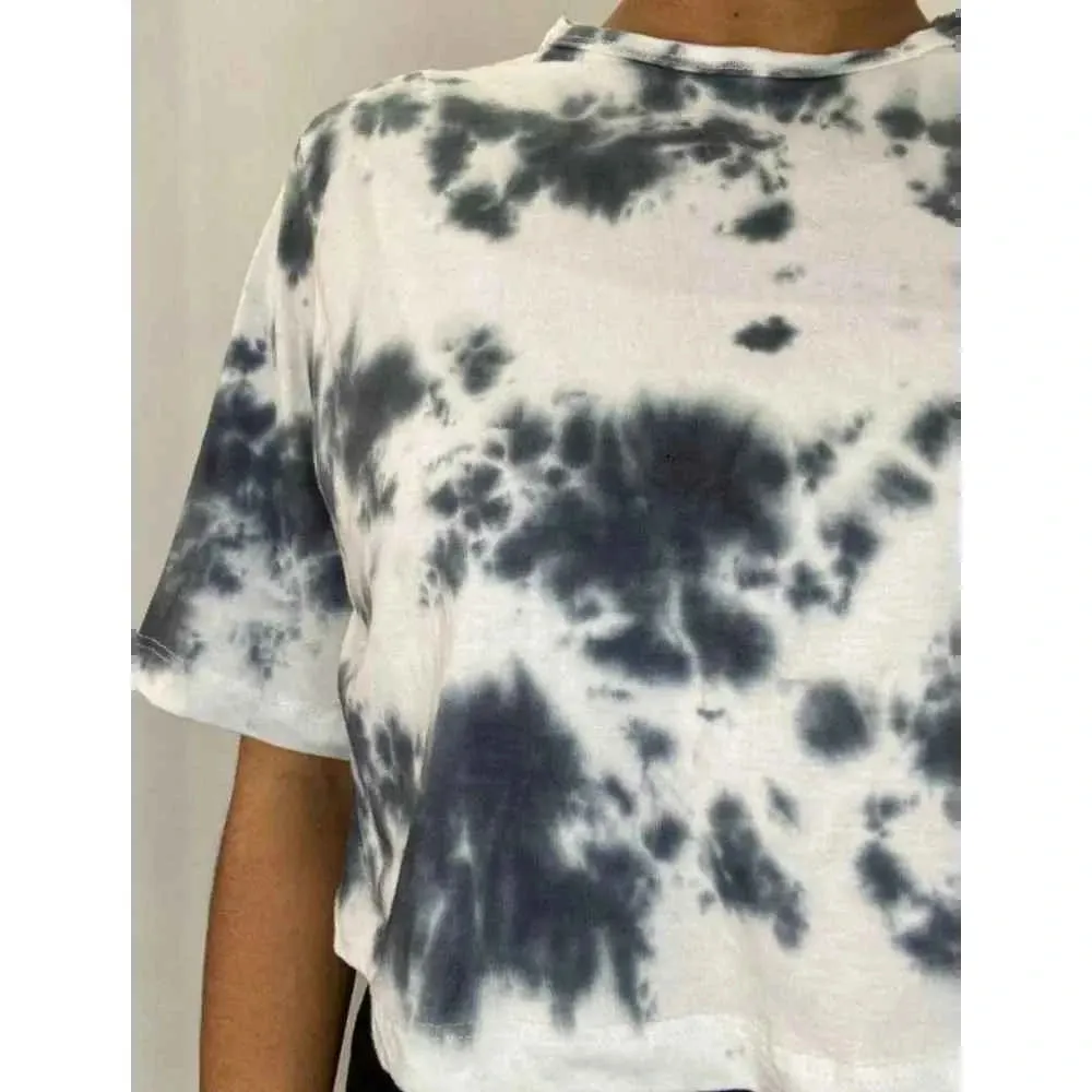 Black Dots Tie Dye Cotton Crop Top