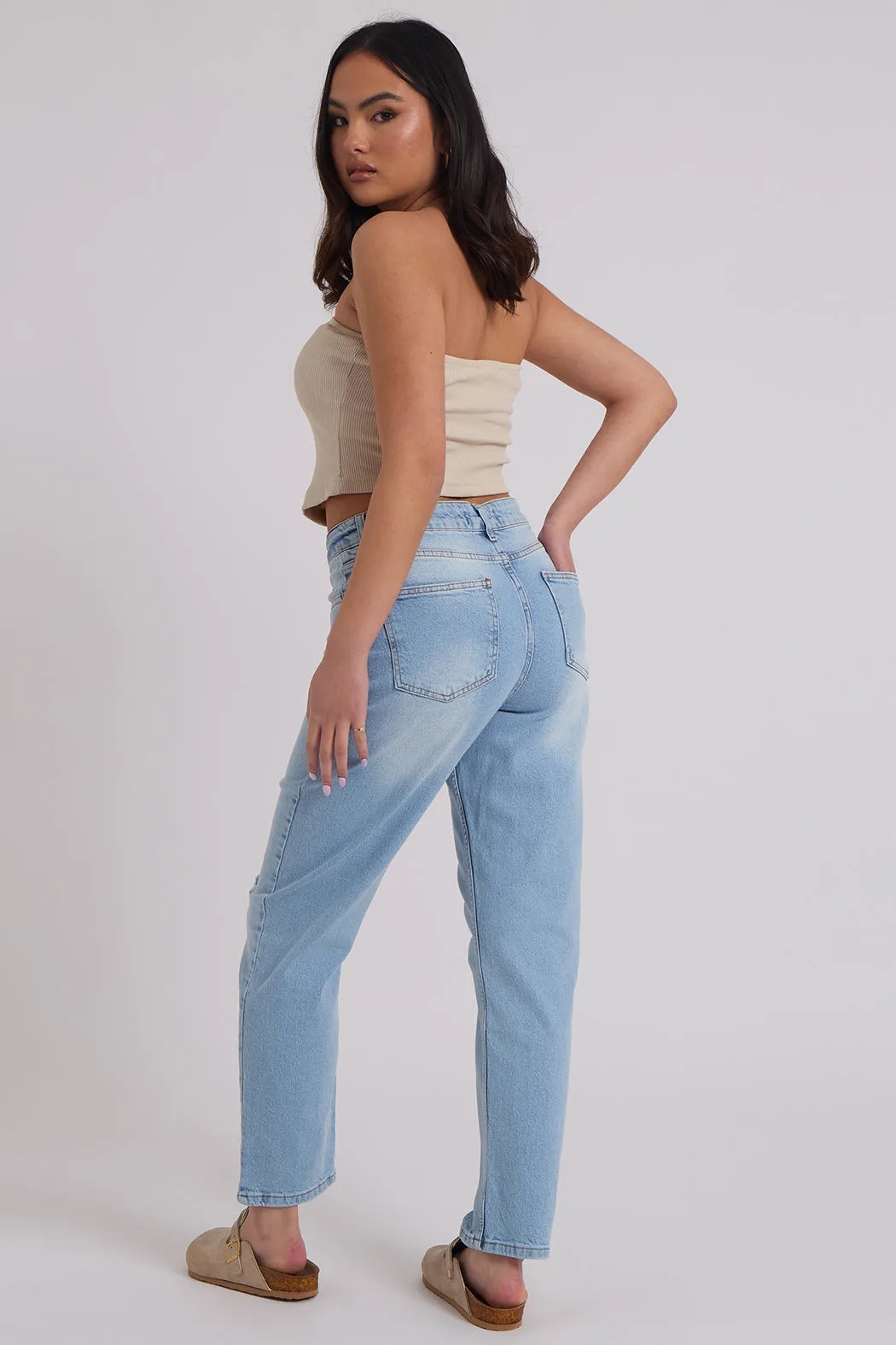 Bleach Ripped Mom Jean