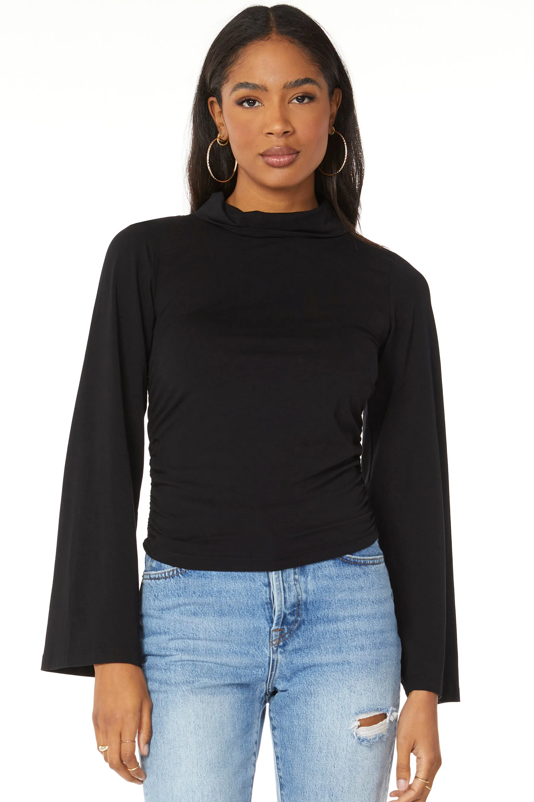 Bobi Bell Sleeve Mock Neck Shirt *FINAL SALE*