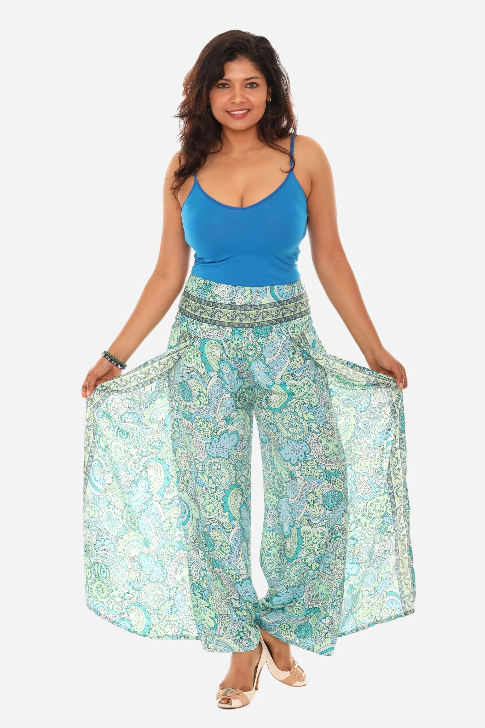 Bohemian Vibe with Floral Print Wide Leg Pants for Women