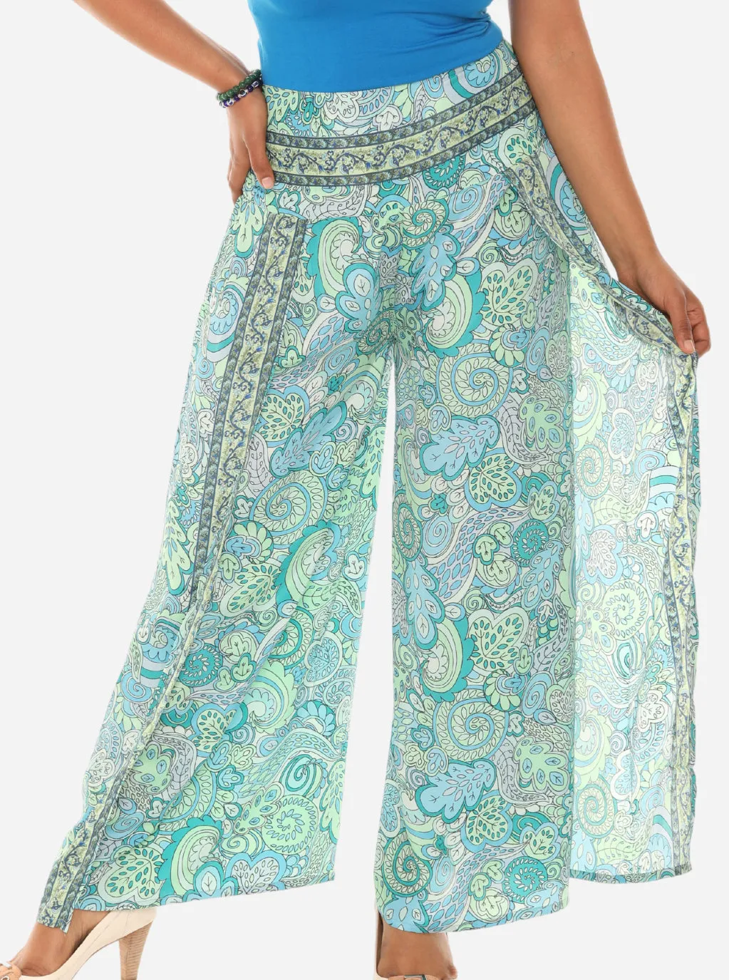 Bohemian Vibe with Floral Print Wide Leg Pants for Women