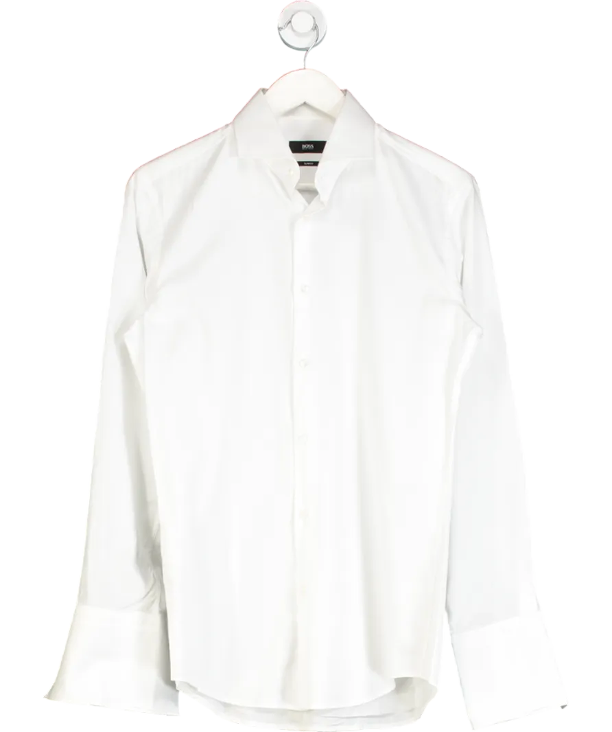 BOSS White Slim Fit Cotton Shirt UK S