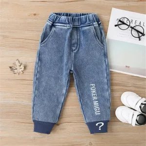 Boys Pocket Letter Elastic Waist Warm Pants Boy Clothing Wholesale