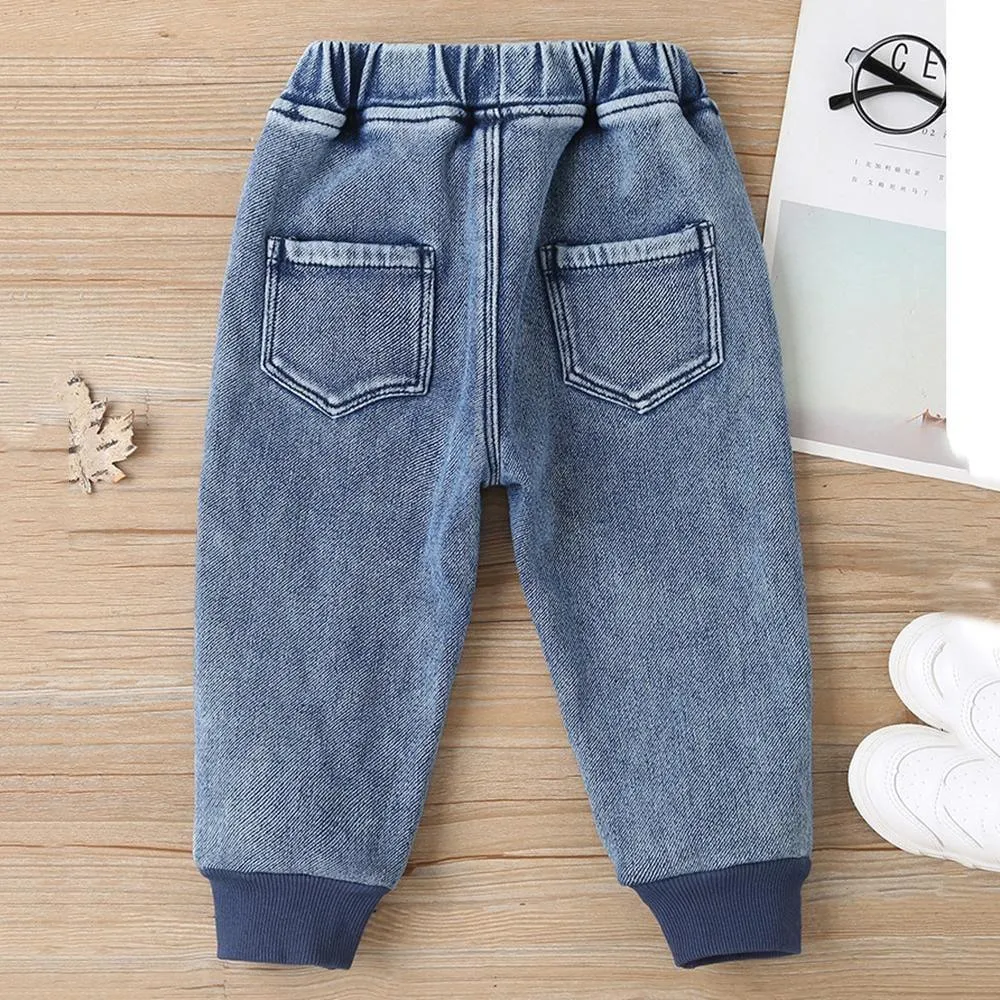 Boys Pocket Letter Elastic Waist Warm Pants Boy Clothing Wholesale
