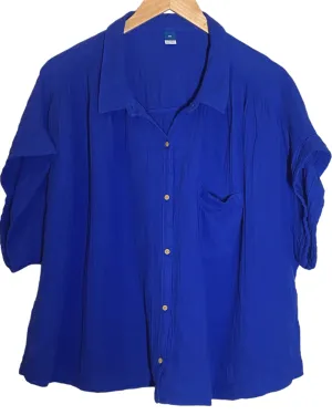 Bright Winter Cobalt Short Sleeve Loose Shirt Bright Winter Cobalt Short Sleeve Loose Shirt