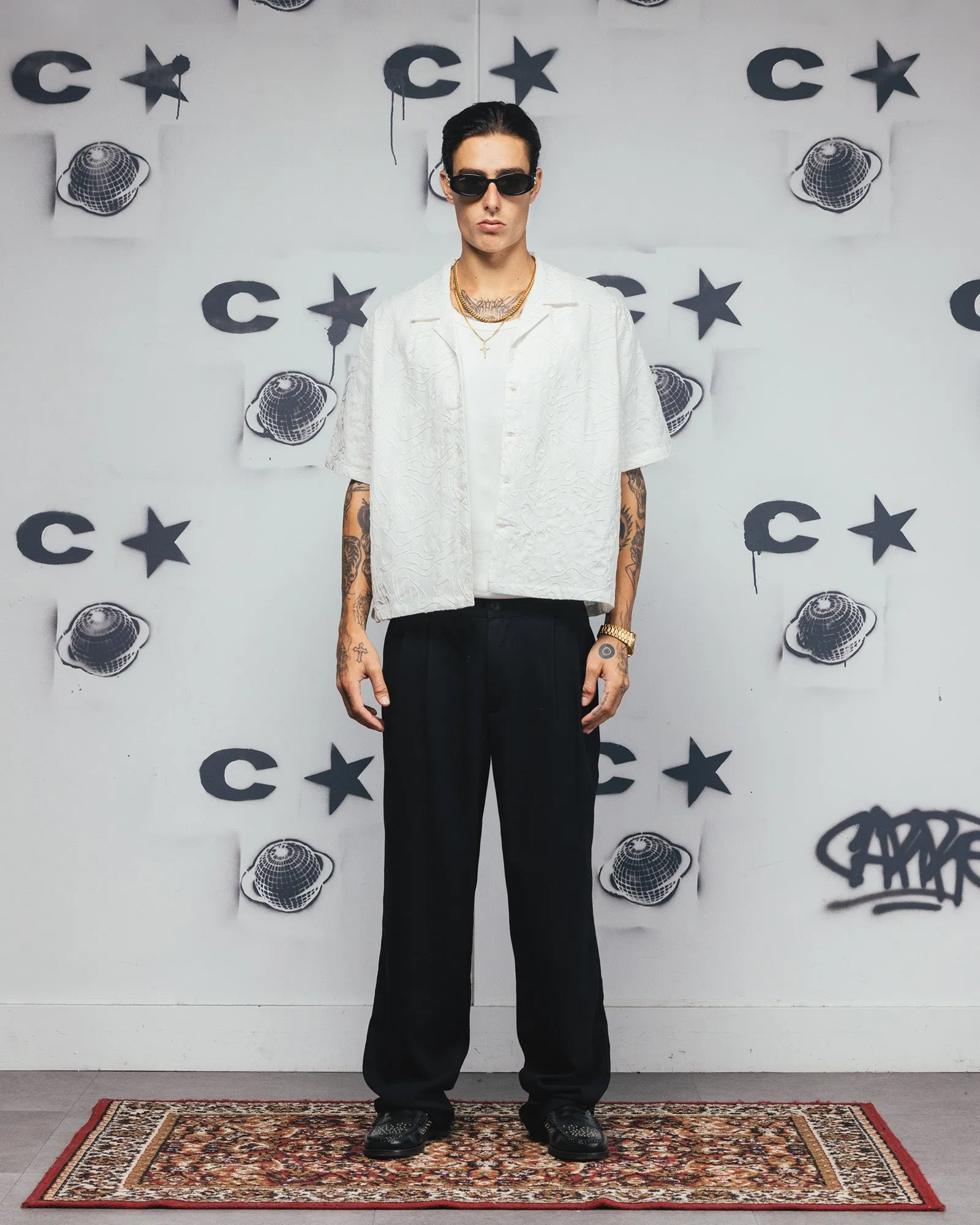 Carre Ripple Button Up Shirt Off White
