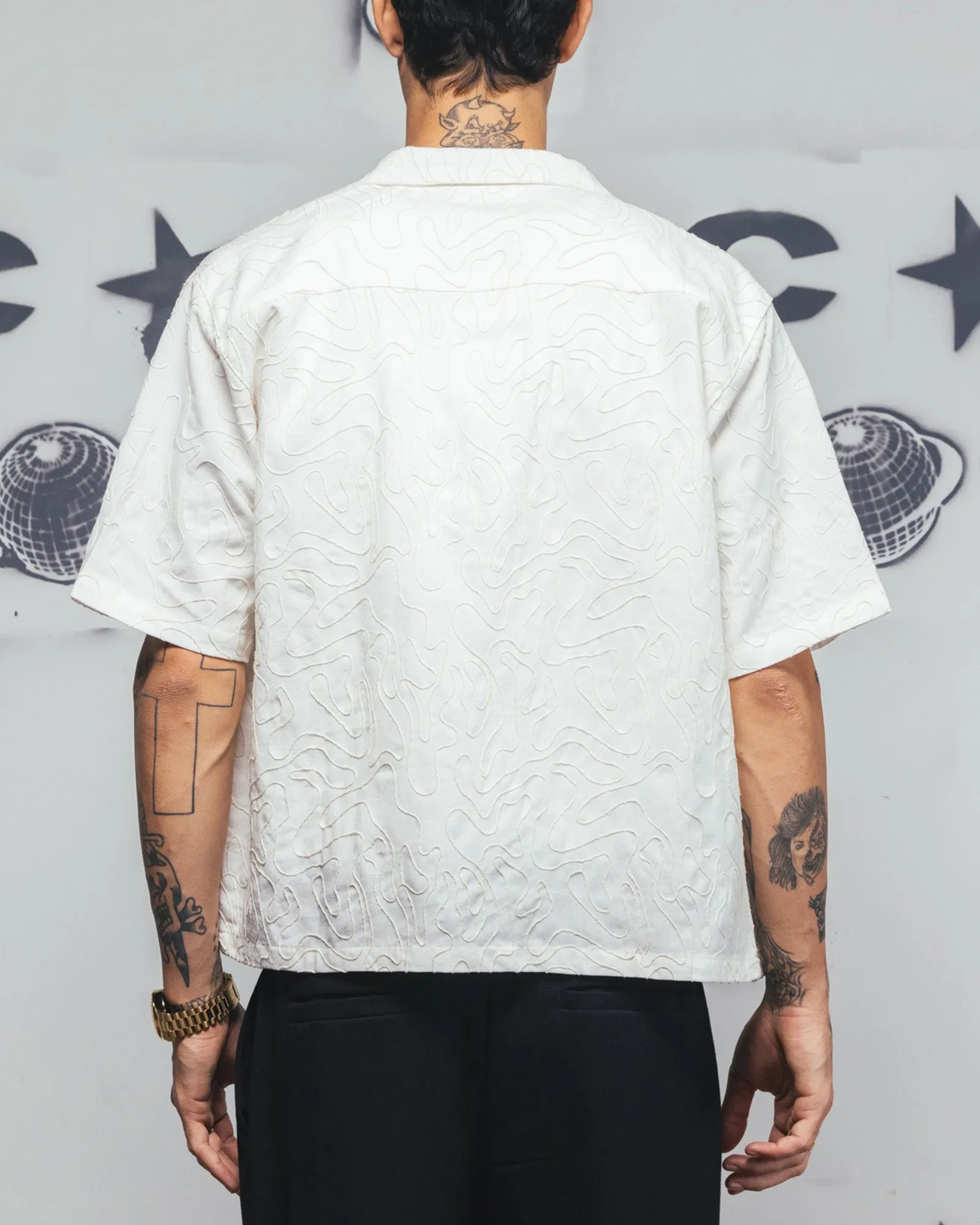 Carre Ripple Button Up Shirt Off White