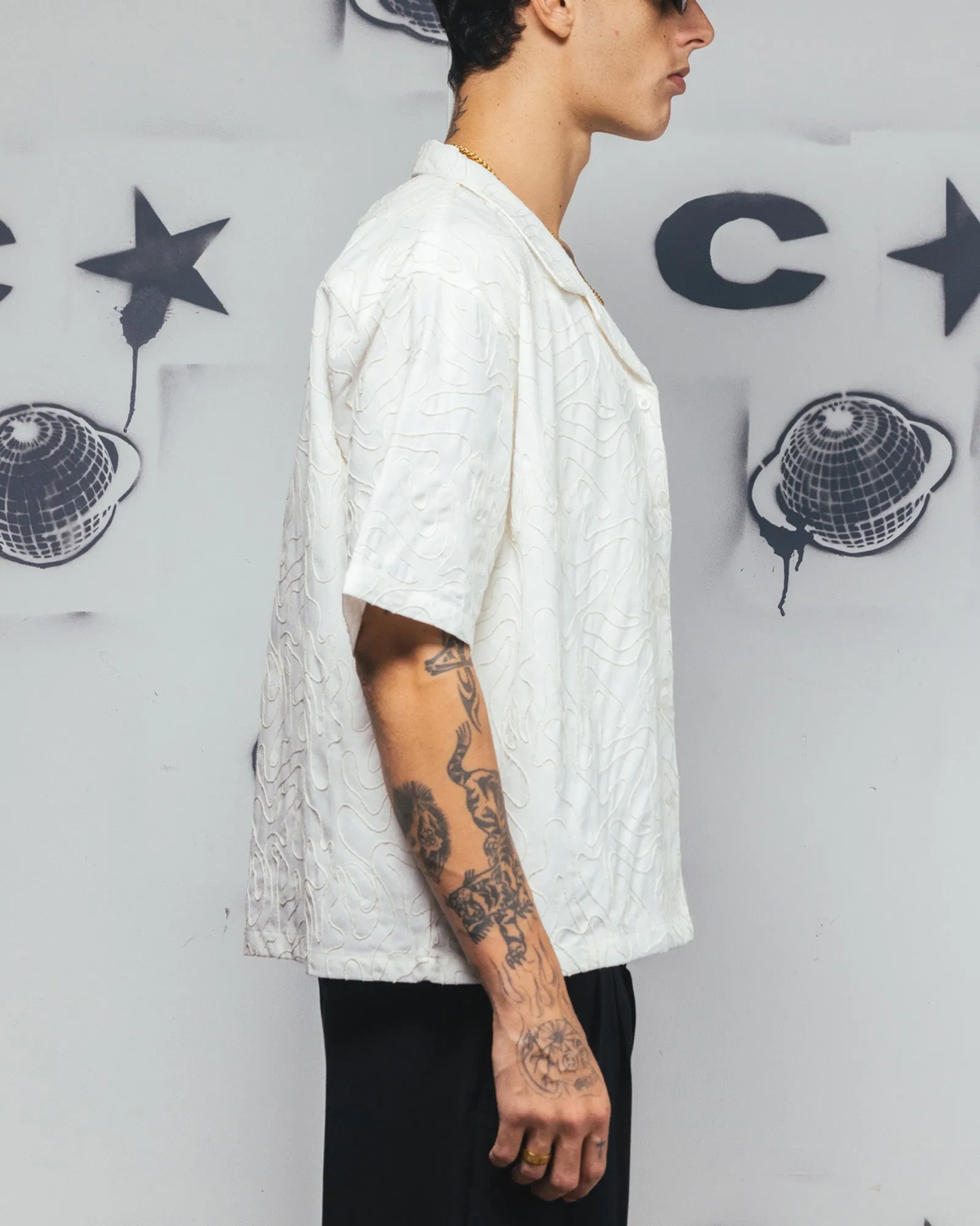 Carre Ripple Button Up Shirt Off White
