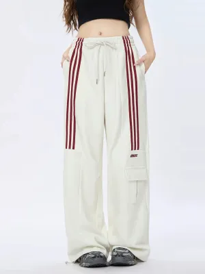 Casual Pants Loose Striped Pocket