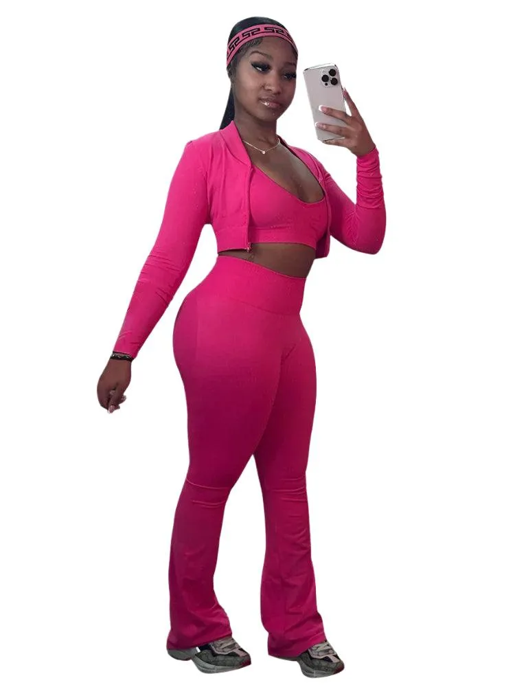 Chic Fashion 3-Piece Set Versatile Streetwear for Fitness and Casual Outings!