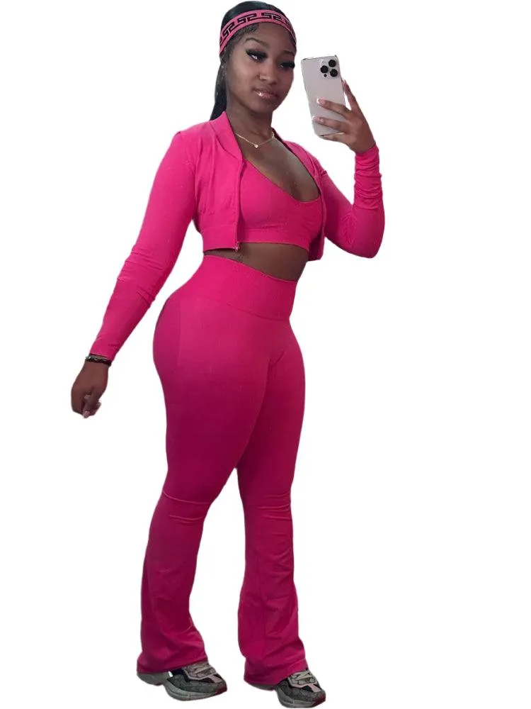 Chic Fashion 3-Piece Set Versatile Streetwear for Fitness and Casual Outings!